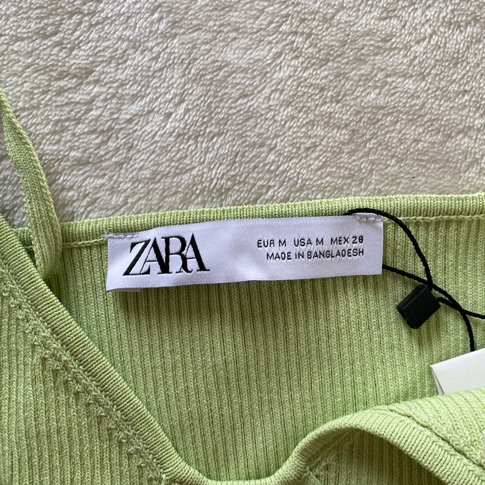 NWT Zara Ribbed Green Button Tank - Picture 3 of 4